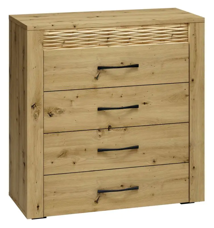Chest of drawers Glostrup 09, Colour: Oak - Measurements: 94 x 92 x 40 cm (h x w x d), with 4 drawers