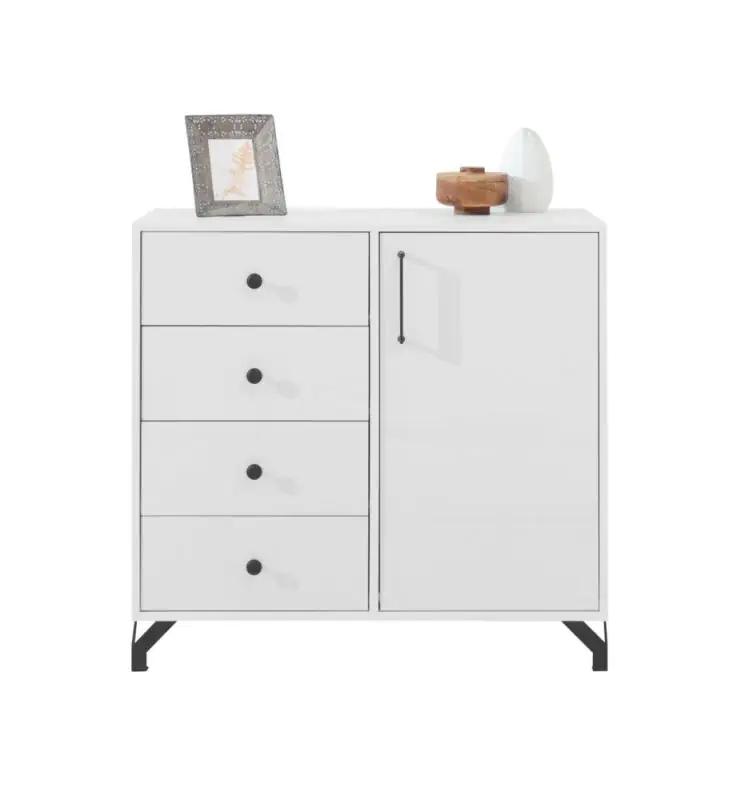 Dresser Tellin 07, Colour: White / White high gloss - Measurements: 85 x 90 x 40 cm (h x w x d)