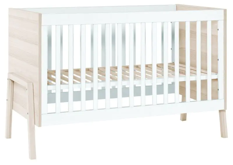 Baby bed / Kid bed Hildrid 01, Colour: Acacia / White - Lying area: 60 x 120 cm (w x l)