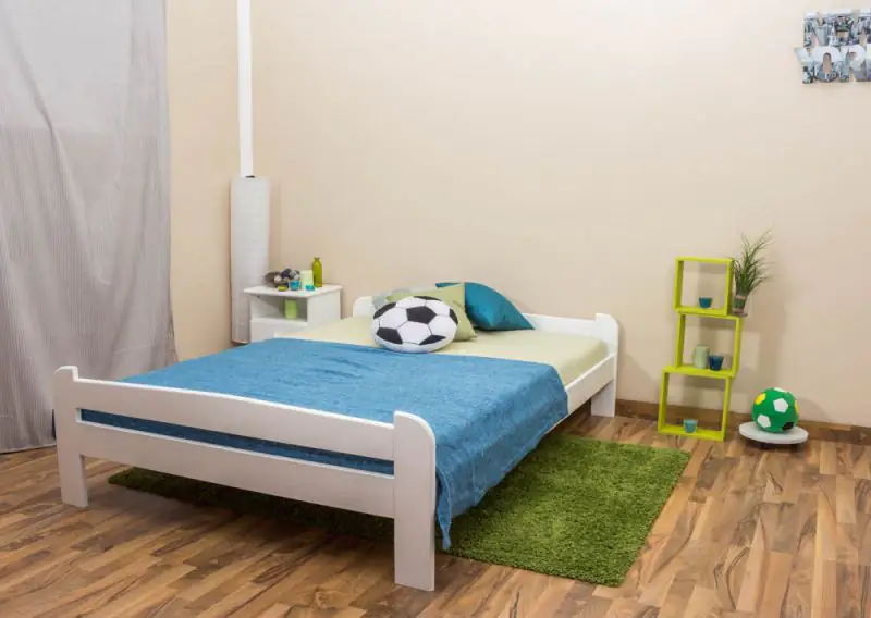 Children's bed / Youth bed A11, solid pine wood, clearly varnished, incl. slatted frame - 140 x 200 cm