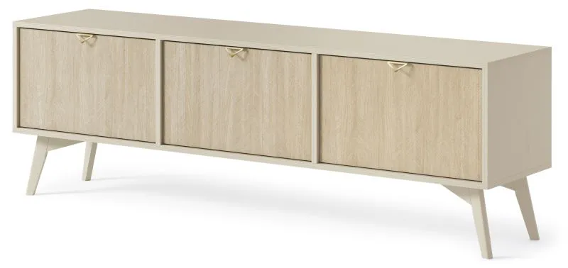 Crewe 12 TV Cabinet | 3 Tilt Compartments | Beige/Oak | 52 x 158 x 38 cm | Modern Storage