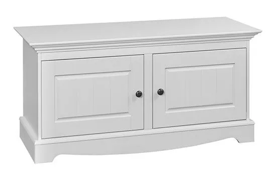 Shoe cabinet Gyronde 30, solid pine wood wood wood wood wood, White lacquered - 53 x 112 x 44 cm (H x W x D)