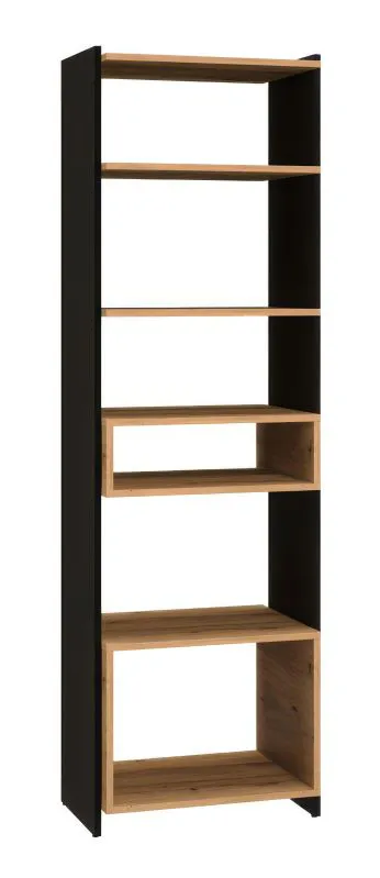 Trezevant 02 Bookcase | Artisan Oak & Black | 180 x 55 x 40 cm | Modern Handleless Design