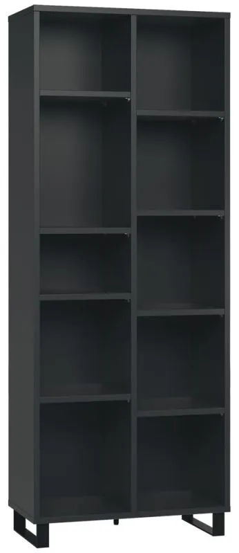 Chiflero 23 Shelf | Black | 195 x 76 x 38 cm | Soft Touch Finish | 10 Compartments