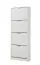 Narrow Shoe Cabinet Veliko 06 | 4 Hinged Doors | White with Grey Handles | 155.5 x 58 x 18 cm | Modern Design