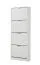 Narrow Shoe Cabinet Veliko 06 | 4 Hinged Doors | White with Grey Handles | 155.5 x 58 x 18 cm | Modern Design