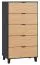 Dresser Leoncho 31, Colour: Black / Oak - Measurements: 122 x 63 x 47 cm (h x w x d)