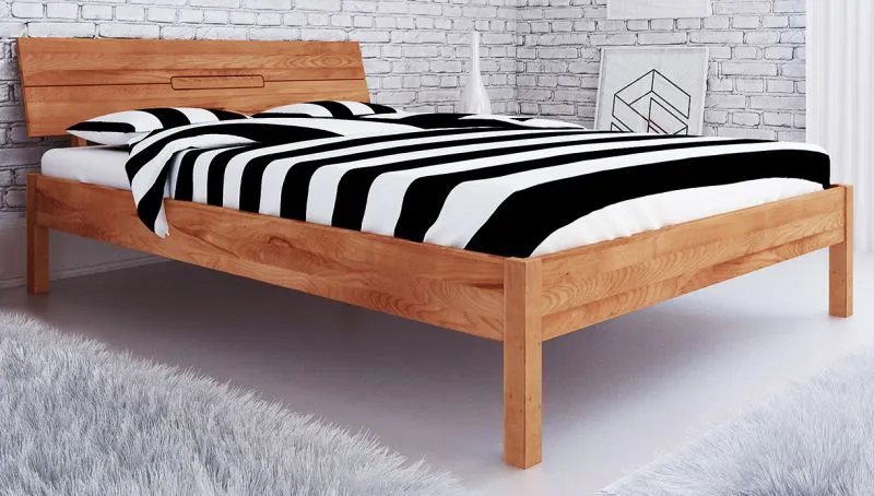 Double bed Kapiti 04 solid oiled core beech - Lying area: 200 x 200 cm (w x l)