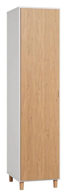 Arbolita 38 Hinged Door Wardrobe | White / Oak | 195 x 47 x 57 cm | LED Lighting | Space-Saving Storage