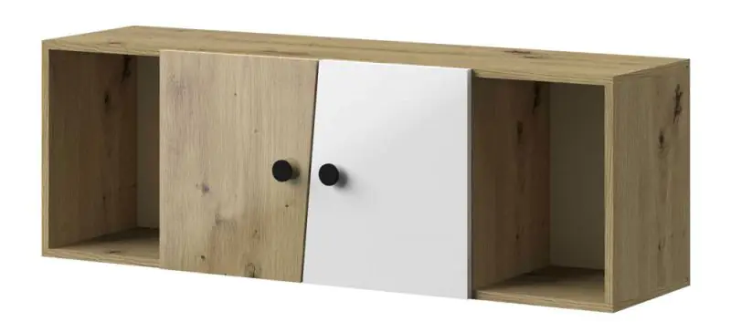 Wall cabinet Sirte 13, Colour: Oak / White / Black High Gloss - Measurements: 41 x 120 x 32 cm (H x W x D)