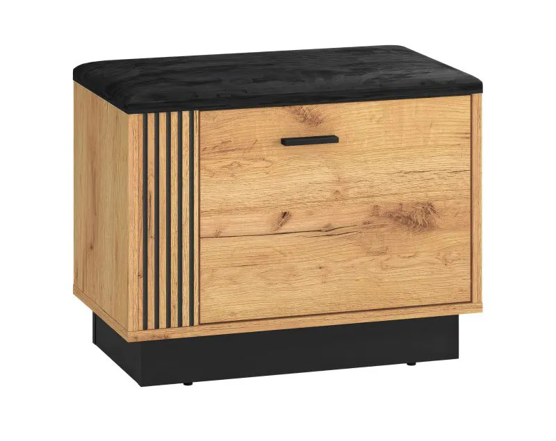 Bench with Storage | Shoe Cabinet Lautela 02 | Oak/Black | 49 x 60 x 34 cm | 1 Door, 2 Compartments