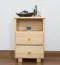 2 Drawer Bedside table 005, solid pine wood, clear finish - H60 x W43 x D33 cm 