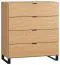 Patitas 07 Chest of Drawers | Oak Finish | 100 x 90 x 47 cm | 4 Drawers | LED Lighting