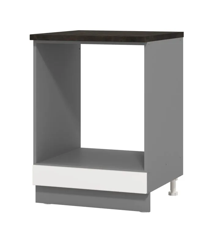 Pluna Base Unit for Built-In Appliances | Graphite Grey & White High Gloss | 82 x 55 x 60 cm