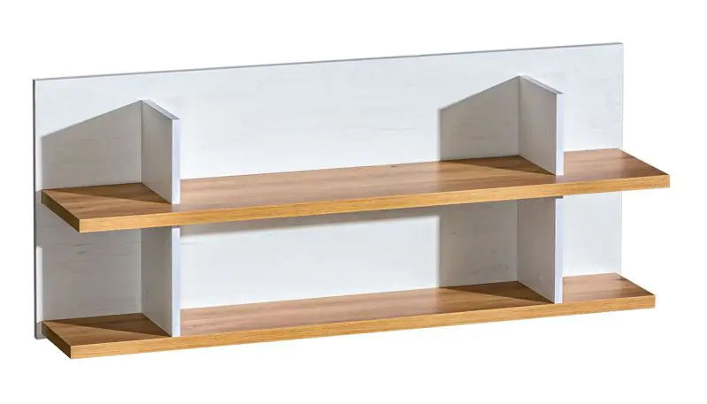 Suspended rack / Wall shelf Panduros 11, Colour: White Pine / Brown Oak - Measurements: 50 x 122 x 26 cm (h x w x d)