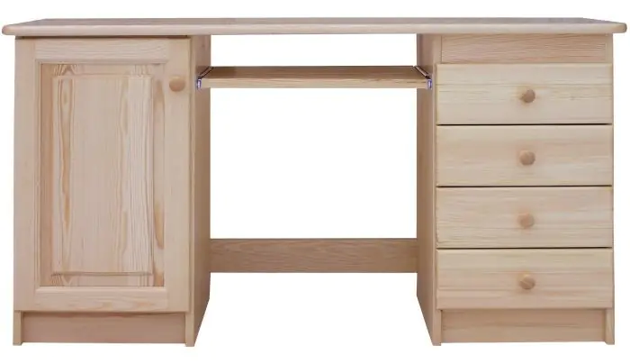Desk solid, natural pine wood Junco 187 - Dimensions 75 x 140 x 55 cm