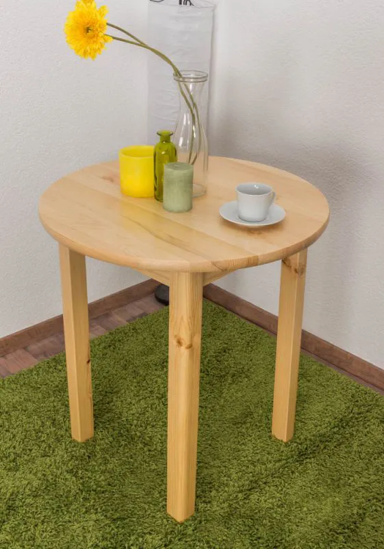 Round Solid Pine Table 003 | Natural Finish | 70 cm Diameter | Modern Design