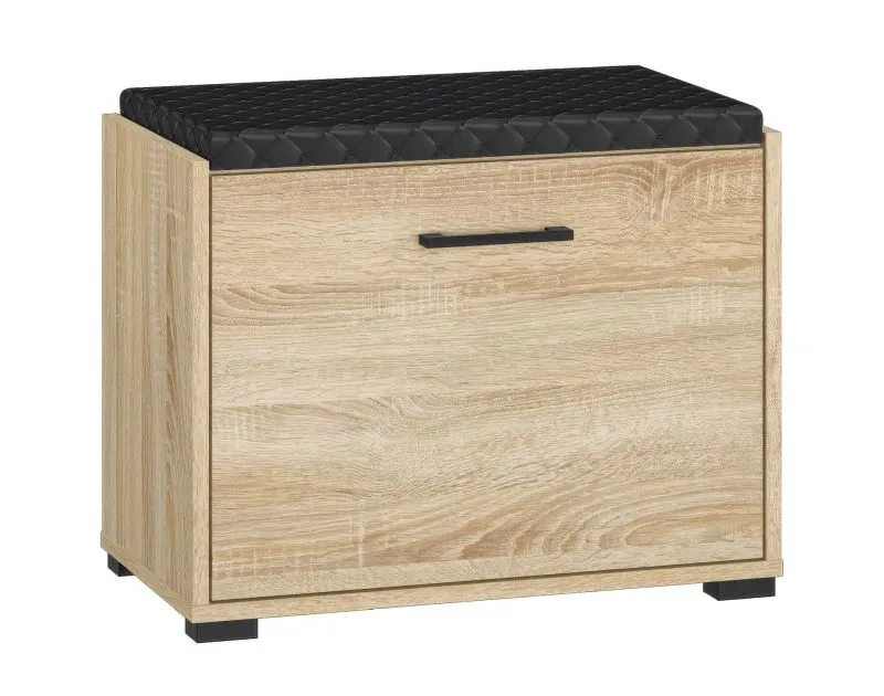 Bench with Storage Space | Shoe Cabinet Vacaville 01 | Sonoma Oak Light | 48 x 60 x 34 cm | 1 Door, 2 Compartments