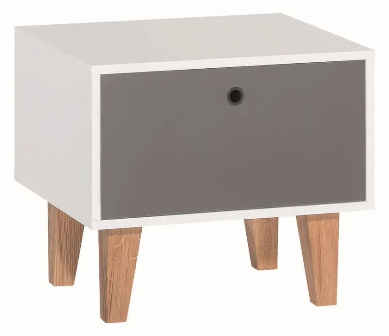 Children's Bedside Table Syrina 13 | White / Grey | 47 x 54 x 45 cm | Modern Design | Soft Close Drawer