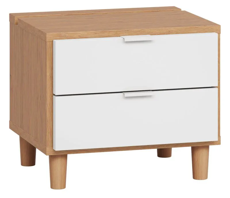 Night Dresser Arbolita 20 | Oak / White | 40 x 45 x 40 cm | Modern Design | LED Light
