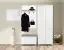 Sabadell 04 wardrobe with bench, Colour: White / White high gloss - 209 x 80 x 38 cm (H x W x D)