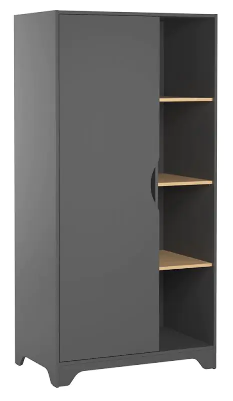 Hinged door cabinet / Wardrobe Majvi 02, Colour: Grey / Oak - Measurements: 190 x 89 x 52 cm (H x W x D)