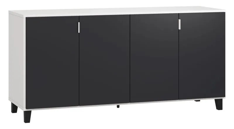 Vacas 04 Chest of Drawers | White / Black | 78 x 160 x 47 cm | Modern Design | Soft Touch Finish