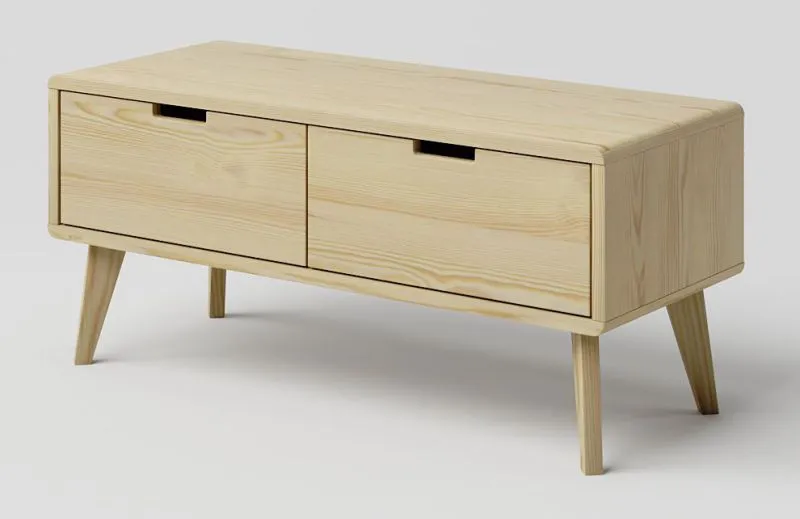 TV Base Cabinet Solid Pine Wood Natural Aurornis 52 | Modern Design | 44 x 96 x 40 cm