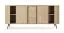 Chest of drawers | 2 sliding doors | color: Cremona oak | 3 drawers | push-to-open function | 196 x 40 x 82 cm | rounded sides | 4 compartments | ABS edges
