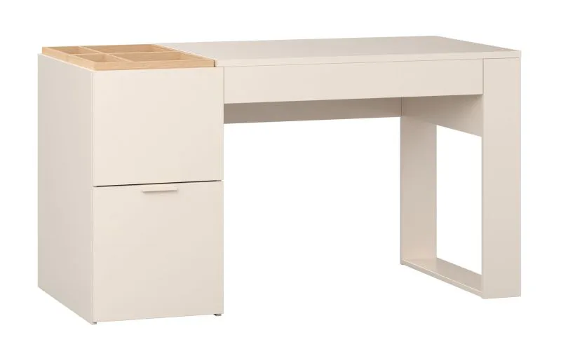 Beige Desk with Two Drawers | Soft-Close Function | Organizer Included | 142 x 63.5 x 79 cm | Ideal for Office