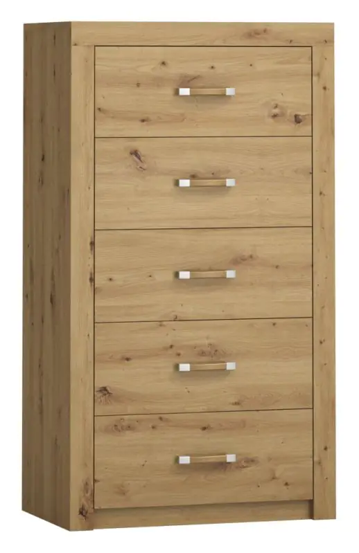 Vanimo 19 chest of drawers, colour: oak - Measurements: 125 x 70 x 42 cm (H x W x D)