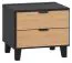 Leoncho 42 Night Dresser | Black & Oak | 40 x 45 x 40 cm | LED Lighting | Soft Touch Finish