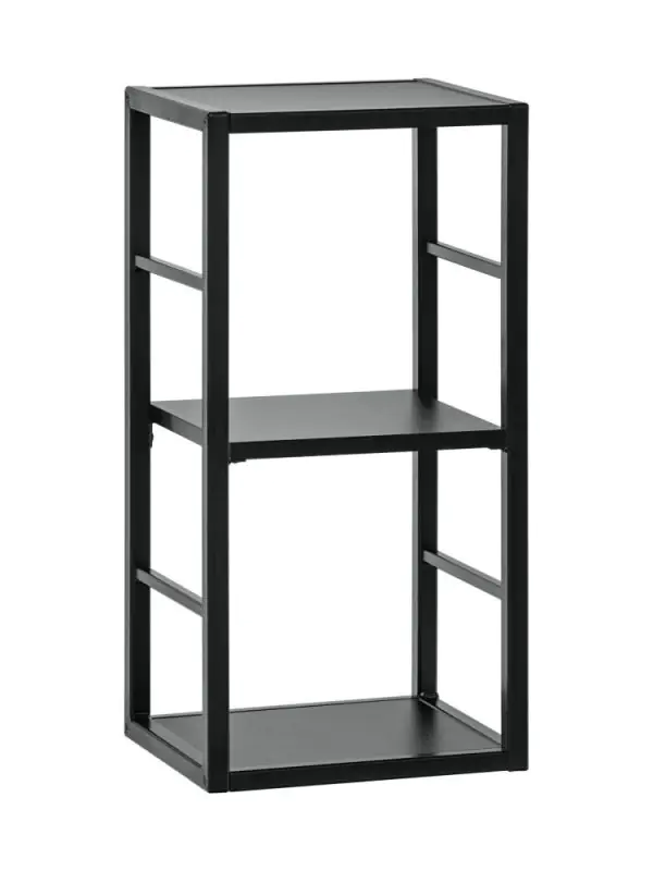 Nodeland 04 metal bookcase, color: black - Dimensions: 60 x 30 x 25 cm (H x W x D), with two shelves