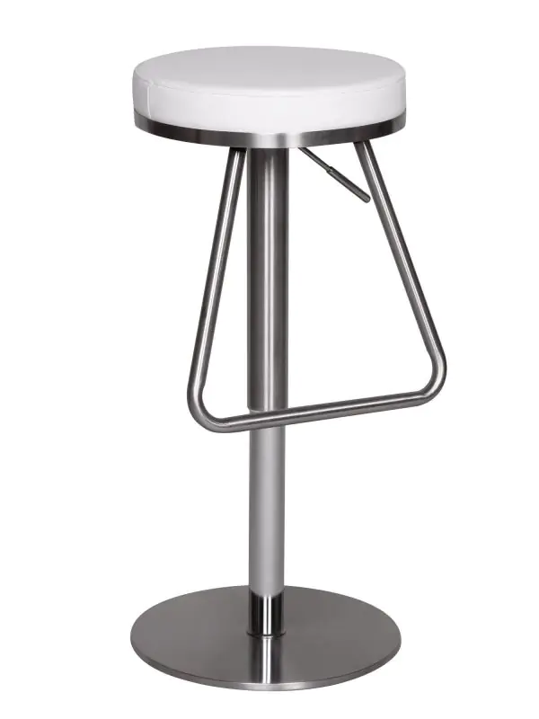 Swivel bar stool Apolo 174, color: white / chrome, height-adjustable with lavishly upholstered seat