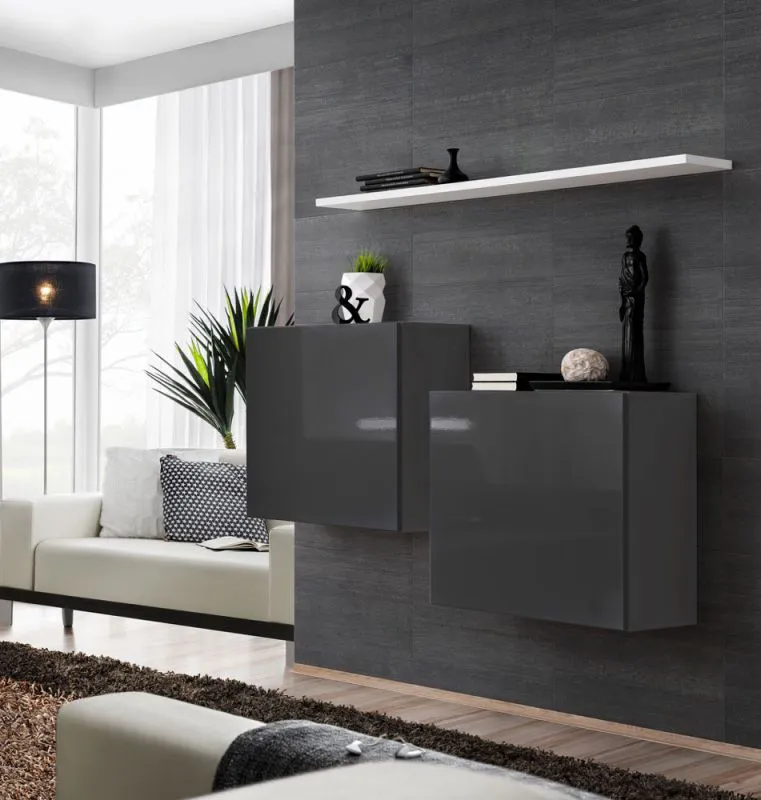 Stylish Wall Cabinets with Shelf Balestrand 328 | Grey & White | 110 x 130 x 30 cm | Ample Storage