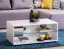 Rolling Coffee Table Sopot 03 | Glass Shelf | 4 Castors | White High Gloss | 45 x 101 x 60 cm | Modern Design