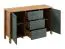 Braianik 18 Chest of Drawers | Oak Wotan & Matte Gold Handles | 3 Drawers, 4 Compartments, 2 Shelves, 2 Doors | 81 x 138 x 40 cm | Metal Handles