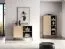 Chest of drawers | small | color: Lindberg oak | 1 glass door with aluminum frame | 4 compartments | incl. LED lighting | push-to-open function | 107 x 40 x 86 cm | legs: metal