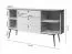 Chest of Drawers | Matt White | 158 x 47 x 82 cm | Palauli 03 | 3 Drawers | 2 Doors | Gold Metal Handles