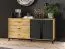 Chest of drawers Lassila 04, Colour: Oak Artisan / Black - Measurements: 83 x 165 x 40 cm (H x W x D), with 2 doors, 3 drawers and 2 compartments.
