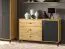 Chest of drawers Lassila 05, Colour: Oak Artisan / Black - Measurements: 83 x 138 x 40 cm (H x W x D), with one door, 3 drawers and 2 compartments.