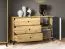 Chest of drawers Lassila 05, Colour: Oak Artisan / Black - Measurements: 83 x 138 x 40 cm (H x W x D), with one door, 3 drawers and 2 compartments.
