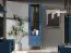 Display case Kumpula 01, Colour: dark blue - measurements: 190 x 55 x 40 cm (h x w x d), with 1 door, 2 drawers and 4 shelves
