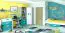 Children's room - Suspended rack / Wall shelf Renton 14, Colour: Platinum Grey / White / Blue Green - Measurements: 15 x 92 x 12 cm (h x w x d)