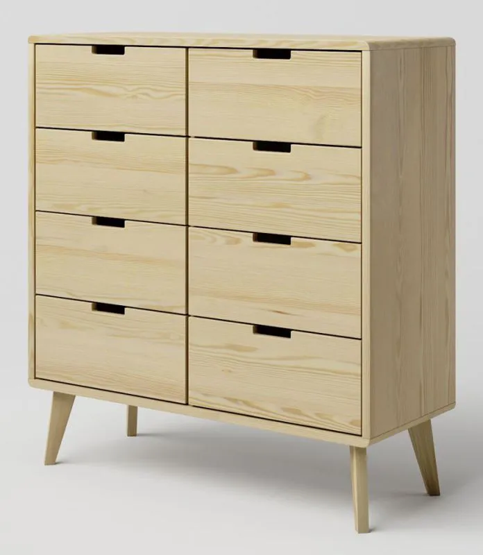 Chest of Drawers Solid Pine Wood Natural Aurornis 36 | 8 Drawers | 104 x 96 x 40 cm | Modern Design
