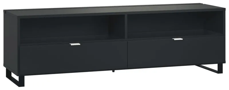 Chiflero 11 TV Base Cabinet | Black | 56 x 180 x 47 cm | Modern Soft Touch Finish | Metal Feet