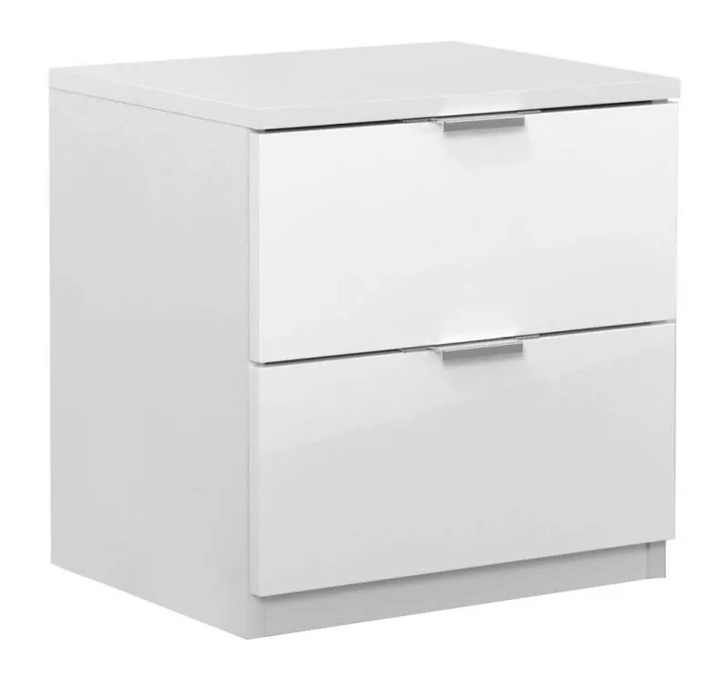 Sabadell 22 bedside cabinet, color: white / white high gloss - 47 x 45 x 38 cm (H x W x D)