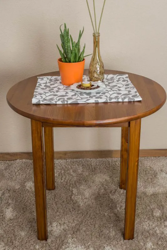 Solid Pine Round Table | Oak-Colored | 80 cm Diameter | Model 003 | Premium Craftsmanship