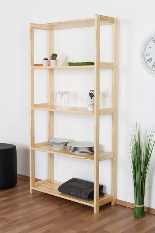 Natural Solid Pine Shelf Junco 55A | 164 x 80 x 30 cm | Modern Design | Sturdy & Spacious