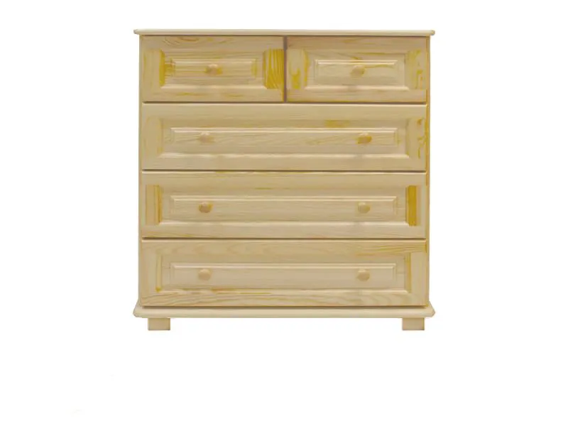 Chest of drawers 013, solid pine wood, clearly varnished, 5 drawer - H100 x W100 x D47 cm 